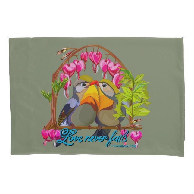 Housse D'oreillers Pekin Robins—Leiothrix L'amour ne manque jamais (devant)