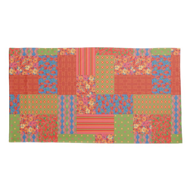 Housse D'oreillers Pépites Notalgic Faux Patchwork Motif (Dos-gauche)