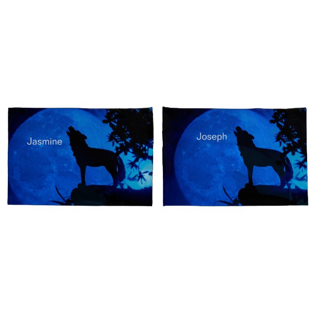 Housse D'oreillers personnalisation noms loup Pillowcase (Dos-Set)