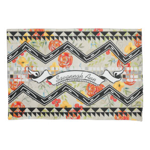 Housse D'oreillers Personnalisé Aztec Floral Rouge et Motif orange