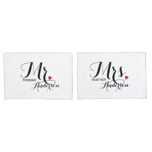 Housse D'oreillers Personnalisé M. et Mme Mariage Couples