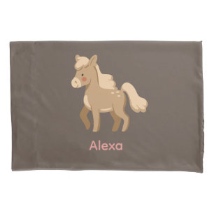 Housse D'oreillers Personnalisé Monogramme Pony Horse Girl