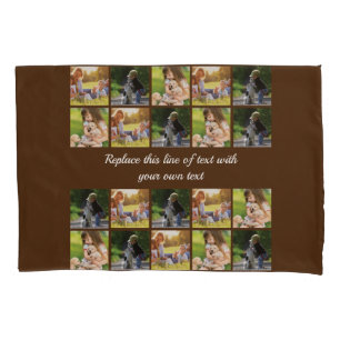 Housse D'oreillers Personnaliser le collage photo et le texte