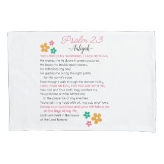 Housse D'oreillers Personnaliser Psaume 23-NIV Bible Scripture Fleurs