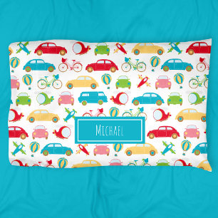 Housse D'oreillers Petit Motif de véhicule avec prénom