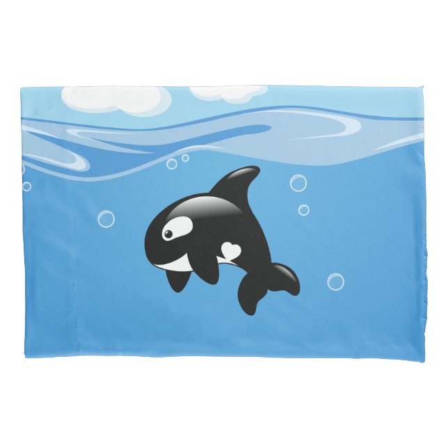 Housse D'oreillers Petite Orca baleine dans l'océan (devant)