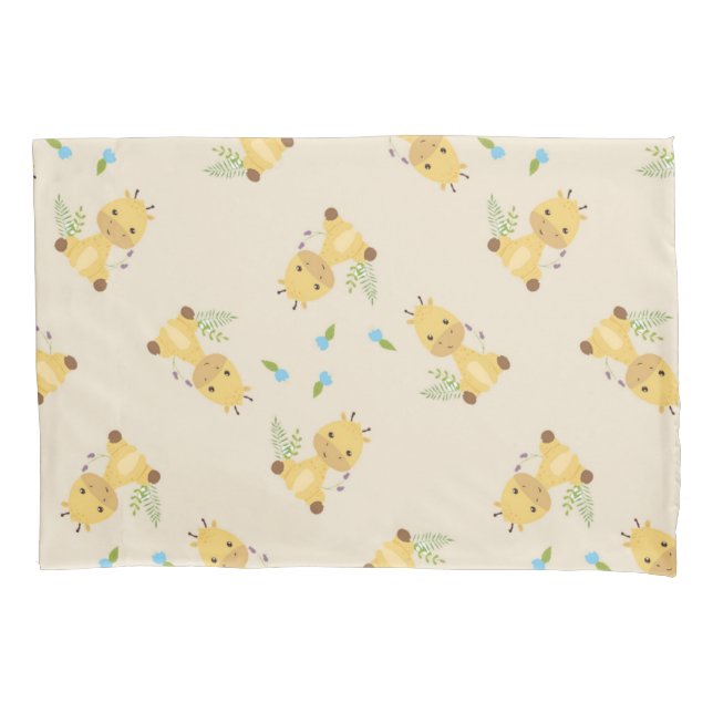 Housse D'oreillers Petite petite girafe florale brun clair (devant-gauche)
