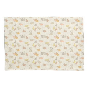 Housse D'oreillers Petits oiseaux et plumes sur beige - motif.