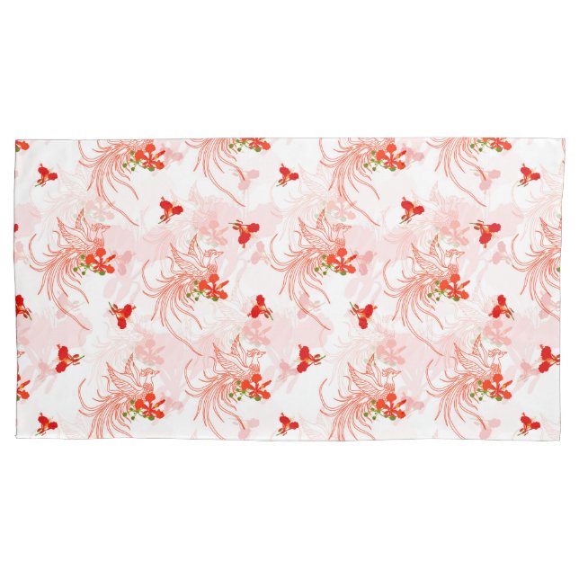 Housse D'oreillers Phoenix Oiseau Et Phoenix Fleur Motif Sans Faille (devant-gauche)