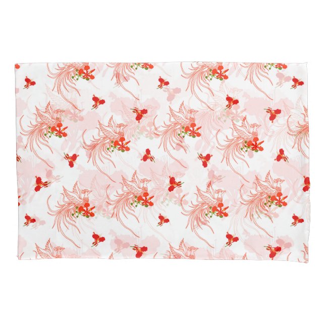Housse D'oreillers Phoenix Oiseau Et Phoenix Fleur Motif Sans Faille (devant)