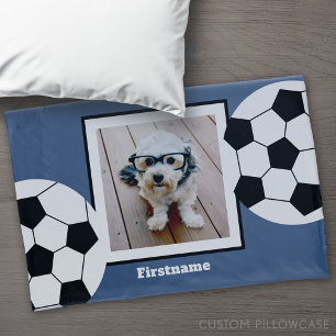 Housse D'oreillers Photo de balle de football Ajouter votre nom - Peu