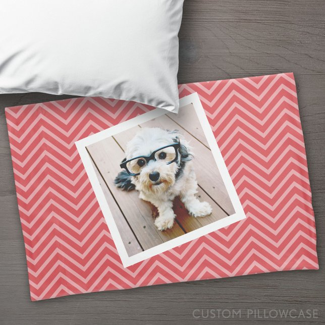 Housse D'oreillers Photo de Red Chevron Motif - Nom sur le dos (Custom Pillowcase)