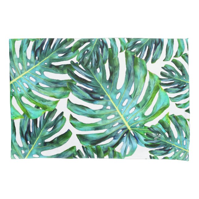 Housse D'oreillers Photographie tropicale élégante de feuille d'Hawaï (devant-gauche)