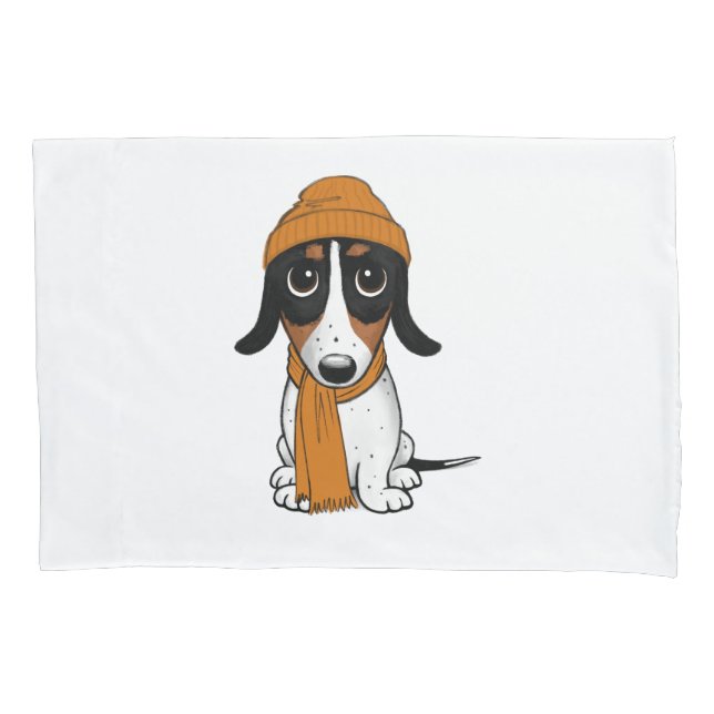 Housse D'oreillers Piebald Dachshund| Mignons chiens de caricatures a (devant)