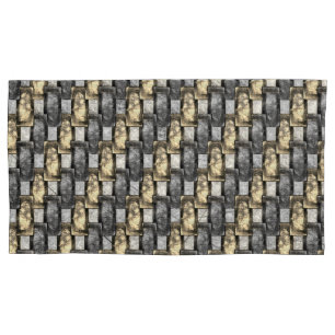 Housse D'oreillers Pièces rectangulaires dorées grises sculptées et t