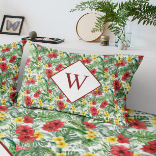 Housse D'oreillers Pillowcase de monogramme floral tropical