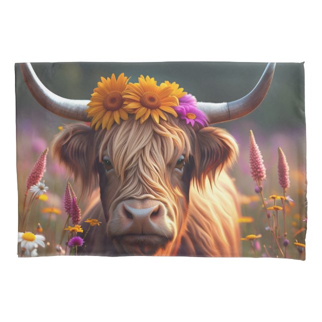 Housse D'oreillers Pillowcase écossais de vache Highland (devant)