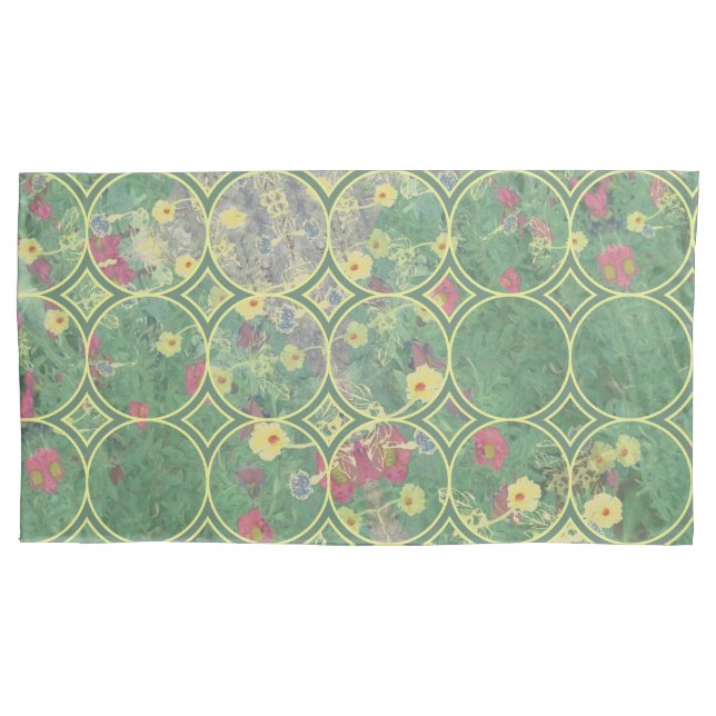 Housse D'oreillers Pillowcase en tuiles vertes florales (devant)