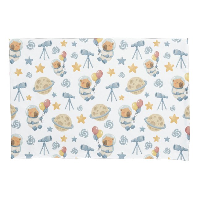 Housse D'oreillers Pillowcase Motif d'astronaute Capybara (devant)