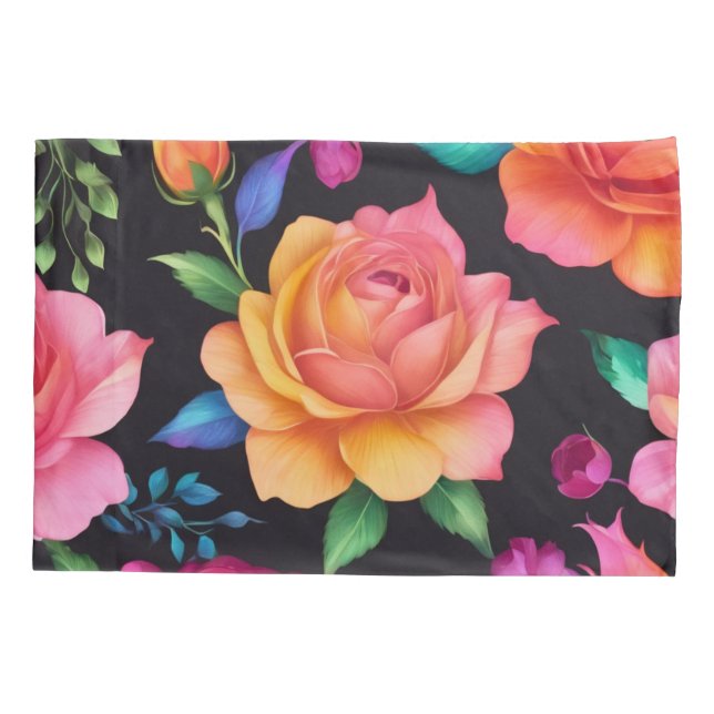 Housse D'oreillers Pillowcase Rose de pistons floraux (Dos)