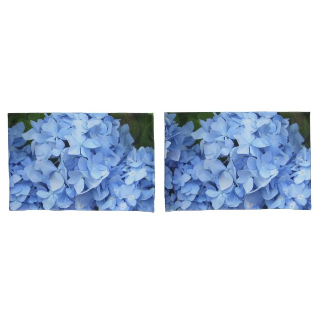 Housse D'oreillers Pillowcases - Hydrangées bleues (devant-Set)