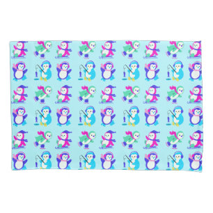 Housse D'oreillers Pingouins d'hiver colorés mignons