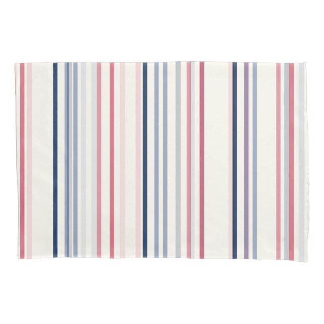 Housse D'oreillers Pink blue and white stripes (devant)