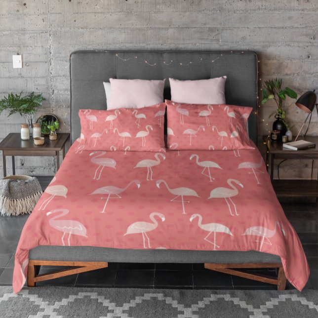 Housse D'oreillers Pink Coral Red Flamingo Seamless Pattern (Créateur téléchargé)