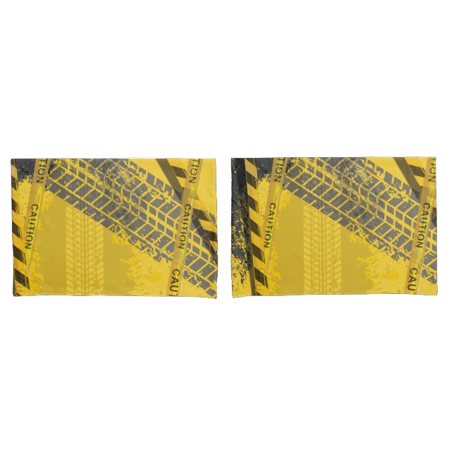 Housse D'oreillers Piste noire trace jaune (devant-Set)