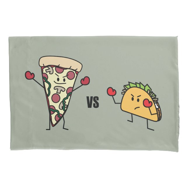 Housse D'oreillers Pizza de pepperoni CONTRE le taco : Mexicain (devant)