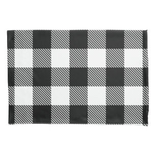Housse D'oreillers Plaid blanc noir de Buffalo avec le sergé