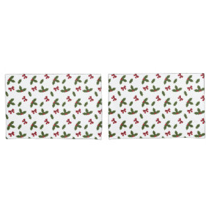 Housse D'oreillers Plante Holly Commun Et Motif Red Bows