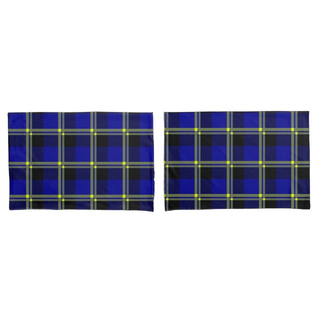 Housse D'oreillers Plat bleu foncé, noir et jaune (devant-Set)