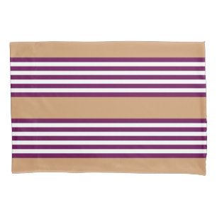 Housse D'oreillers Plum et blanc cinq bandes motif avec bronzage