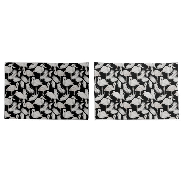 Housse D'oreillers Plumage de cygne noir blanc motif élégant  (Dos-Set)