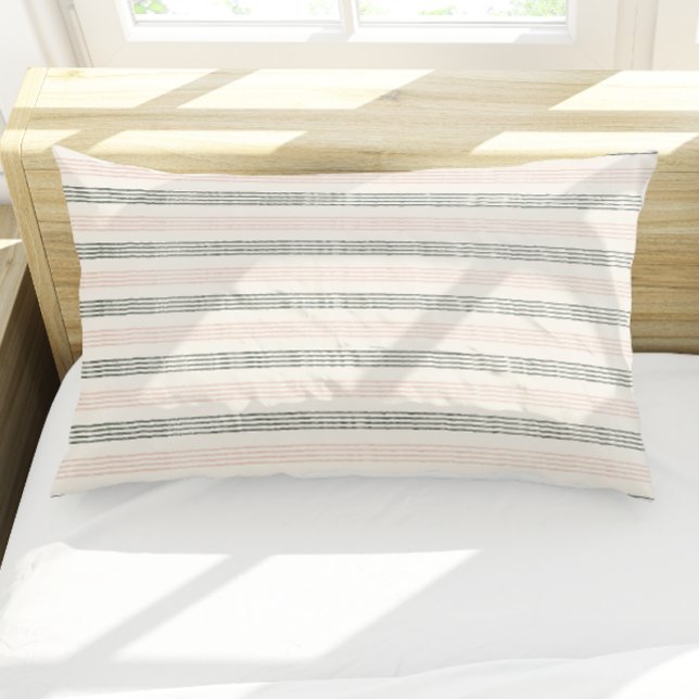 Housse D'oreillers Poche Sage moderne minimaliste bande Boho (Peach Sage Modern Minimalist Stripe Boho Pillow Case)