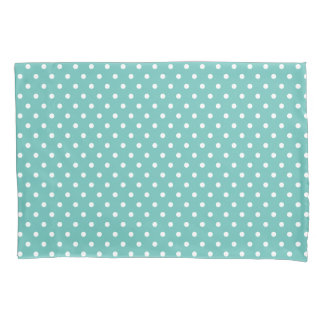 Housse D'oreillers Point Polka Turquoise Et Blanc Simple