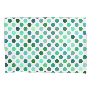 Housse D'oreillers Point Polka vert et bleu