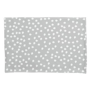 Housse D'oreillers Pointe Polka minimale gris et blanc