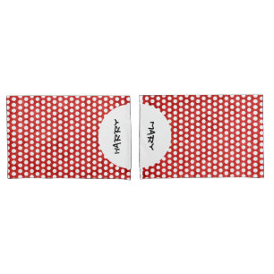 Housse D'oreillers Points polka blancs & dos à grille + votre fond.