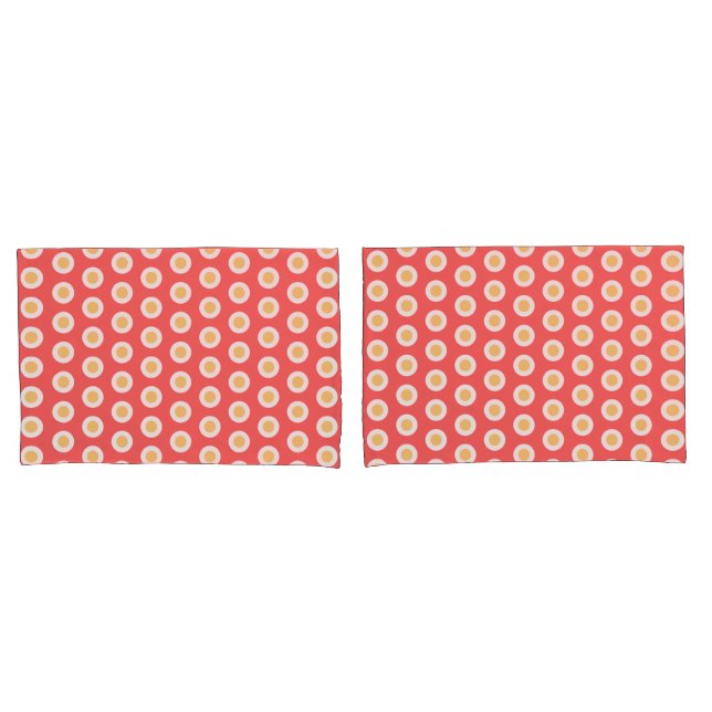 Housse D'oreillers Pois blancs géométriques jaune Peach (devant-Set)