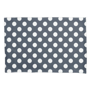 Housse D'oreillers Pois blancs sur gris bleu