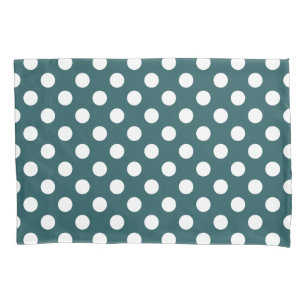 Housse D'oreillers Pois blancs sur turquoise