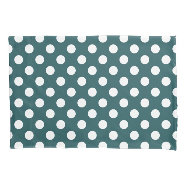 Housse D'oreillers Pois blancs sur turquoise (devant)