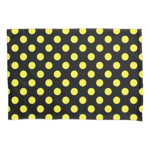 Housse D'oreillers Pois jaunes sur fond noir