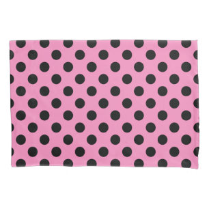 Housse D'oreillers Pois noirs en rose