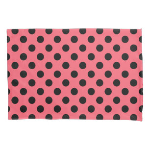 Housse D'oreillers Pois noirs sur corail