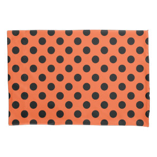 Housse D'oreillers Pois noirs sur orange