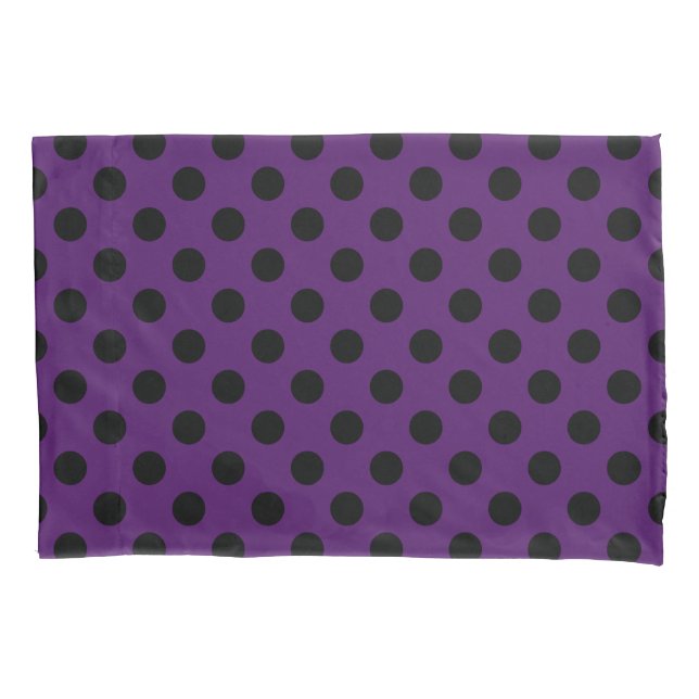 Housse D'oreillers Pois noirs sur prune violette (devant)