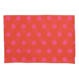 Housse D'oreillers Pois rose et rouge orange monogrammé